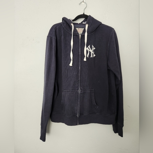 MLB Tops - New York Yankees Embroidered Printed Hood Zip Up XL